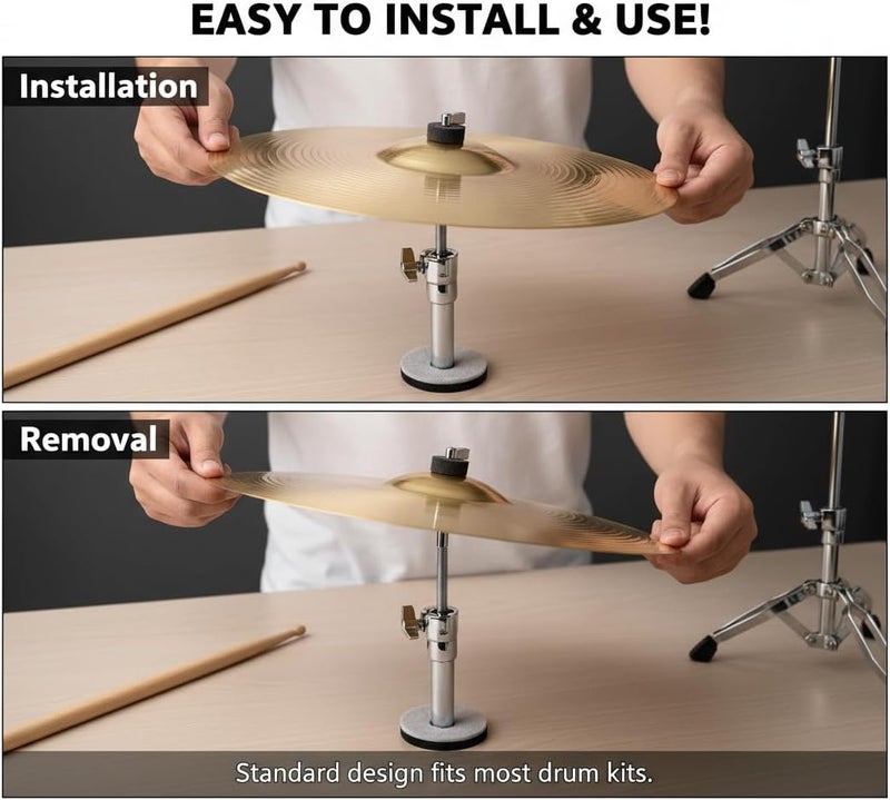 SUPVOX 2pcs 8 Inch Brass Crash Ride Hi-Hat Cymbals for Beginners and Professionals, Golden Drum Percussion Instrument - Image 3